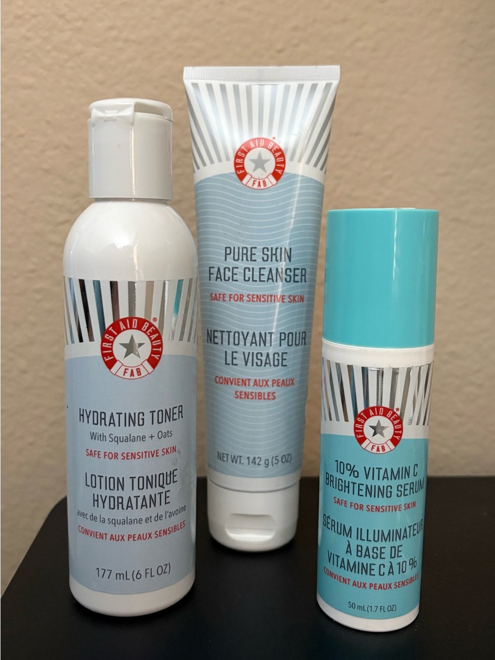 First Aid Beauty Vitamin C Brightening Serum + Cleanser + Toner NEW FULL SIZE